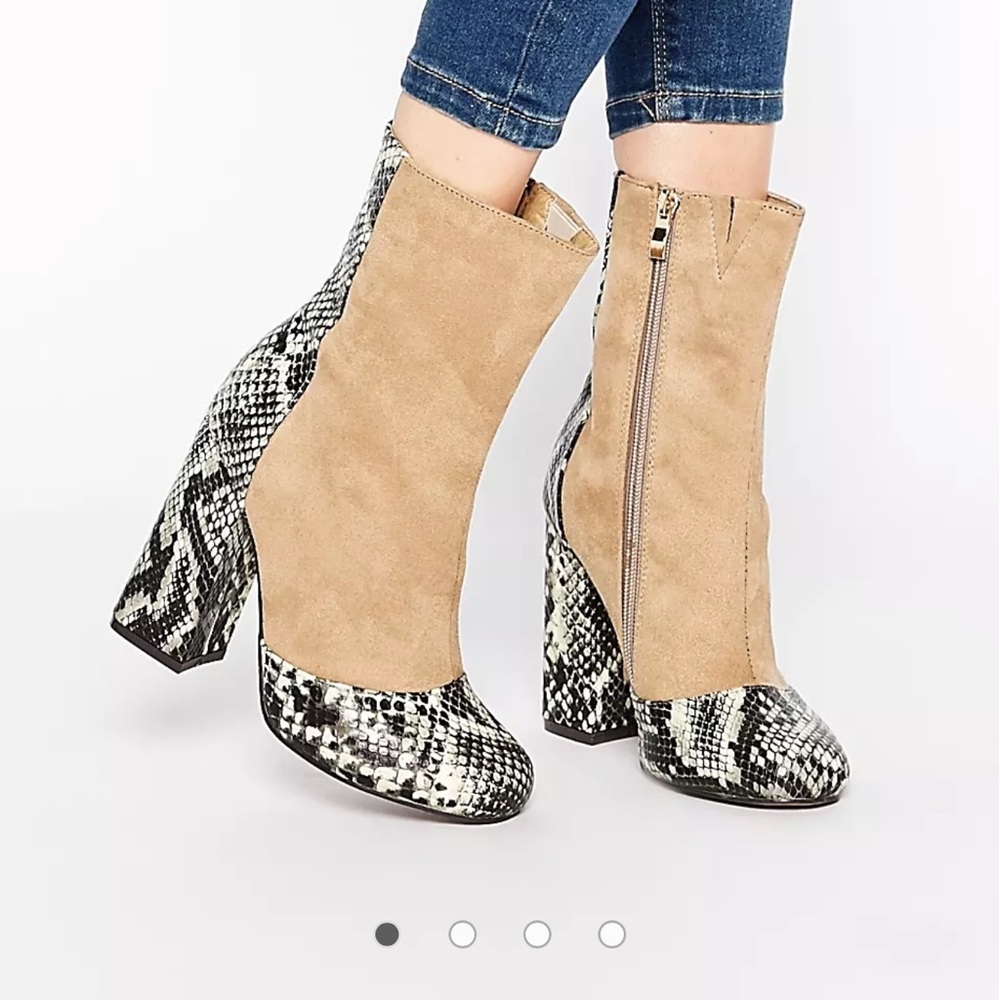 Truffle Collection Nia Snake Heeled Ankle Boots